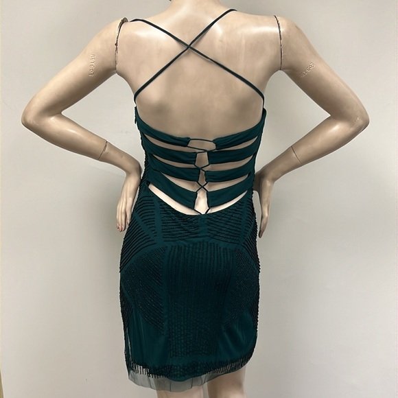 Adrianna papell beaded lace up back sleeveless party dress - Picture 6 of 9